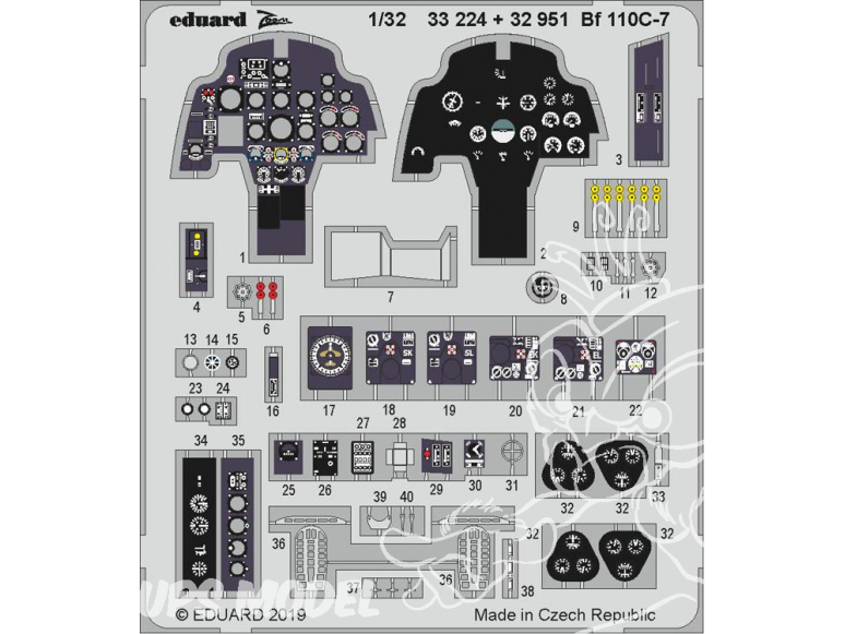 Eduard photodécoupe avion 32951 Intérieur Messerschmitt Bf 110C-7 Revell 1/32