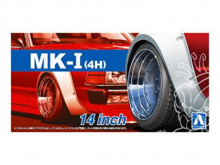 Aoshima maquette voiture 53874 Jantes Mk-I (4H) 14" et pneus 1/24