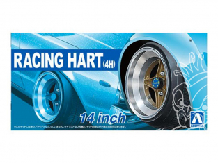 Aoshima maquette voiture 53775 Jantes Racing Hart (4H) 14" et pneus 1/24