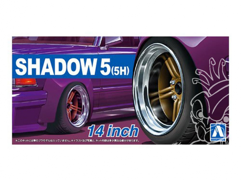 Aoshima maquette voiture 54376 Jantes Shadow 5 (5H) 14" et pneus 1/24