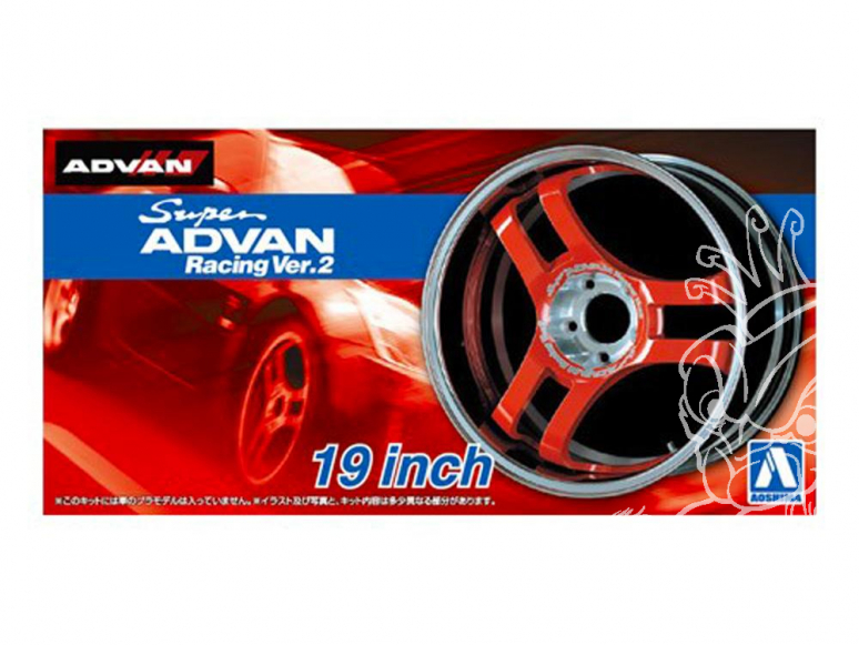 Aoshima maquette voiture 54604 Jantes Advan Super Advan Racing Ver.2 19" et pneus 1/24