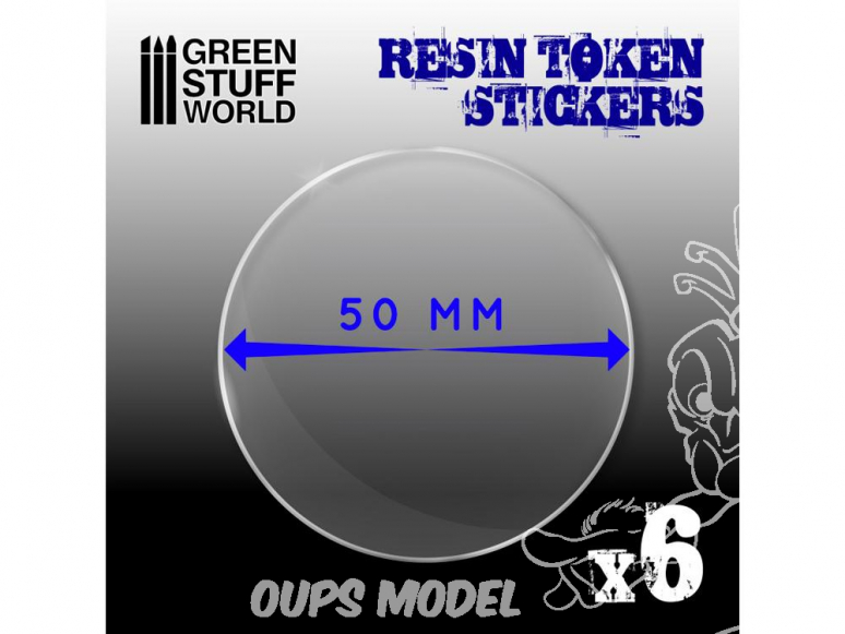 Green Stuff 503968 6x Cabochons Autocollants en Resine 50mm