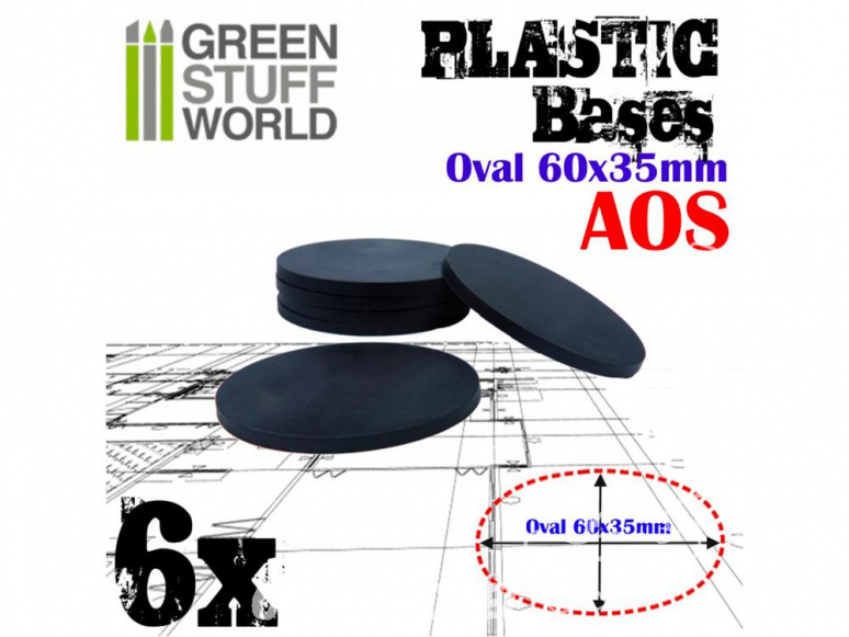 Green Stuff 503883 Socles Plastiques Ovale 60x35mm AOS