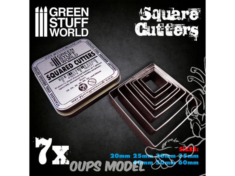 Green Stuff 503777 Cutters Carrés pour Bases