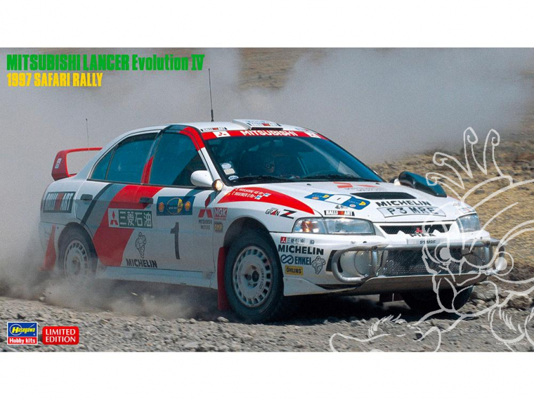 Hasegawa maquette voiture 20395 Mitsubishi Lancer Evolution IV «Rallye Safari 1997» 1/24