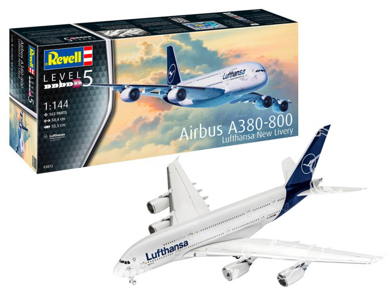 Revell maquette model set avion 03872 Airbus A380-800 Lufthansa New Livery 1/144