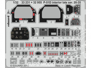 Eduard photodécoupe avion 32955 Intérieur P-51D Service tardif 20-35 Tamiya 1/32