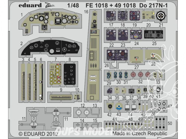 EDUARD photodecoupe avion 491018 Amélioration Dornier Do 217N-1 Icm 1/48