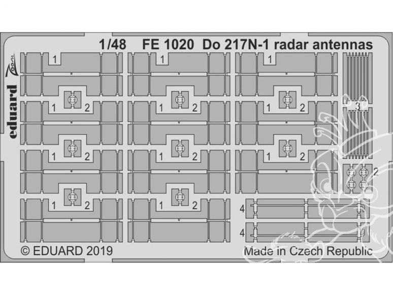 EDUARD photodecoupe avion FE1020 Antennes radar Dornier Do 217N-1 Icm 1/48