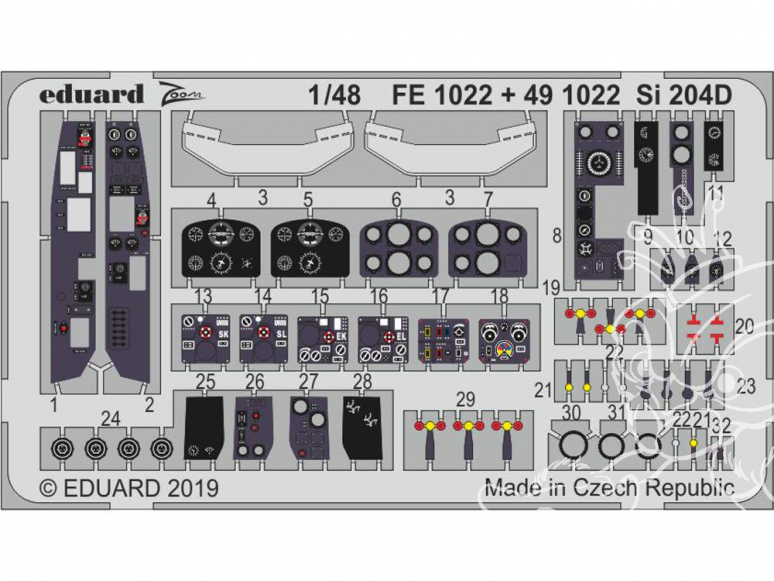 EDUARD photodecoupe avion FE1022 Zoom Amélioration Si 204D Special Hobby 1/48