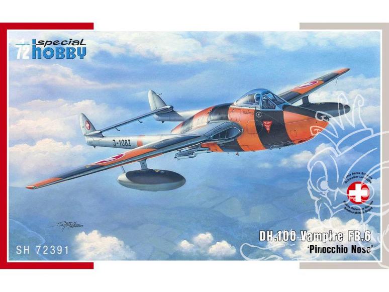 Special Hobby maquette avion 72391 DH.100 Vampire 6 'Pinocchio Nose' FORCE AÉRIENNE SUISSE 1962 1/72