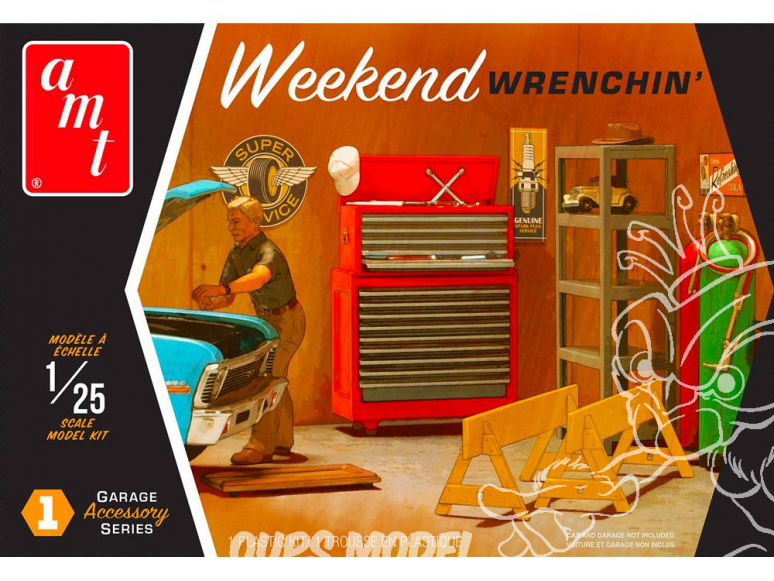 AMT maquette voiture PP015 Weekend Wrenchin Garage Set d’accessoires set 1 1/25