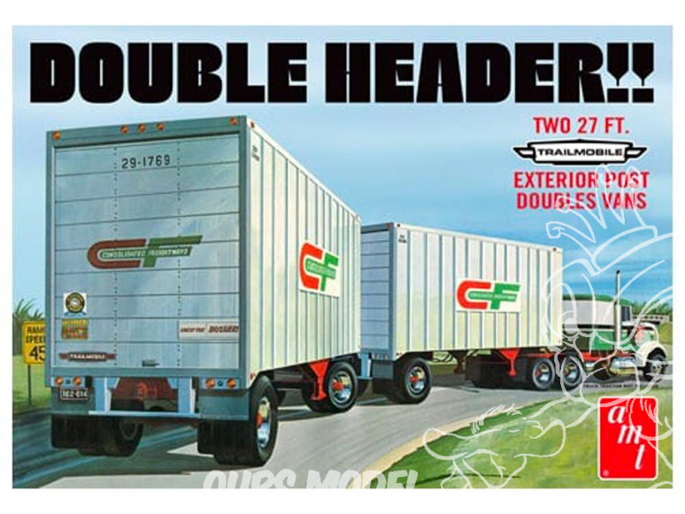 AMT maquette camion 1132 Remorques Tandem Double Tête Trailmobile 1/25