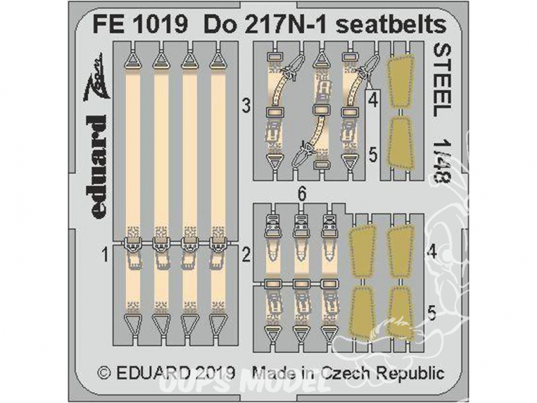 EDUARD photodecoupe avion FE1019 Harnais métal Dornier Do 217N-1 Icm 1/48