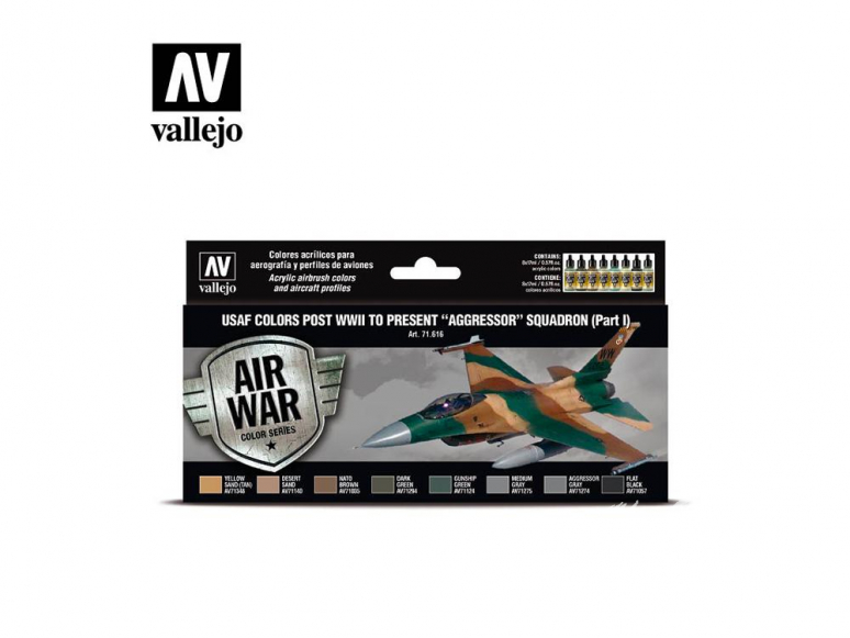 Vallejo Set Air War series 71616 USAF colors post WWII to present “Aggressor” Squadron Part I 8x17ml
