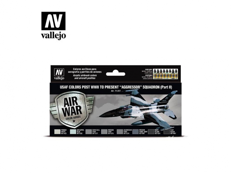 Vallejo Set Air War series 71617 USAF colors post WWII to present “Aggressor” Squadron Part II 8x17ml