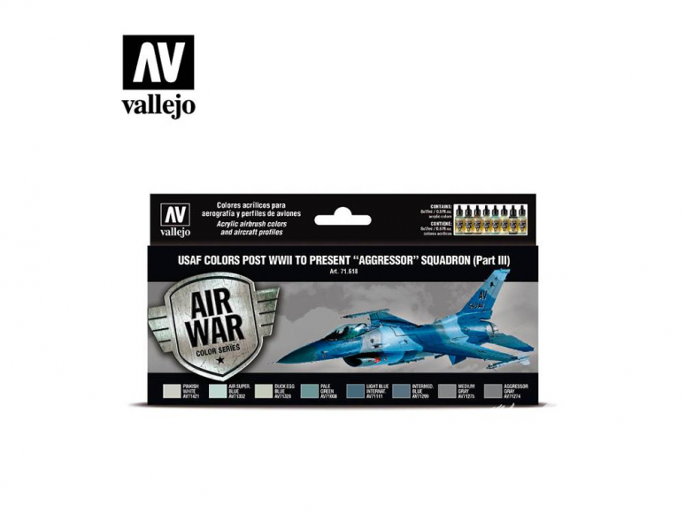 Vallejo Set Air War series 71618 USAF colors post WWII to present “Aggressor” Squadron Part III 8x17ml