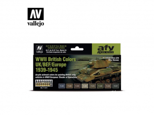 Vallejo Set Afv Color series 71614 WWII British Colors UK/BEF/Europe 1939-1945 8x17ml