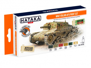 Hataka Hobby peinture laque Orange Line CS106 Set WW2 Italian AFV 6 x 17ml