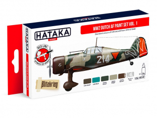 Hataka Hobby peinture acrylique Red Line AS107 Set de peinture WW2 Dutch AF paint set vol. 1 6 x 17ml