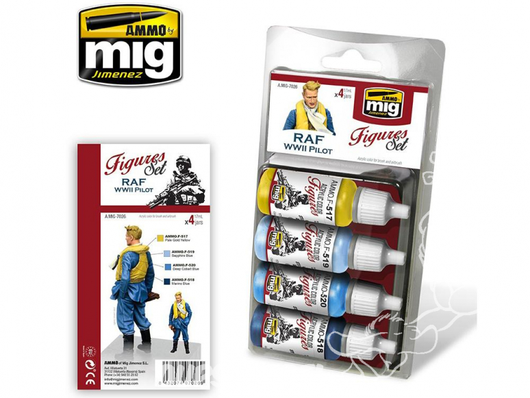 MIG peinture Figurines 7026 Set pilotes RAF WWII 4 x 17ml