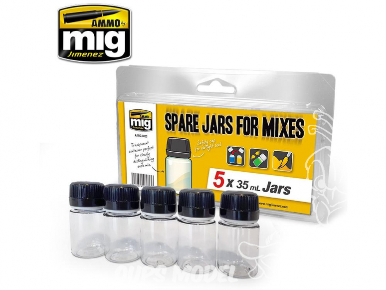 Mig Jimenez accessoire peinture 8033 Pots vides pour melange 5 x 35ml