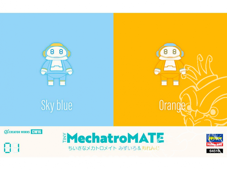 HASEGAWA maquette 64516 Petit Mechatro mate No.01 “Sky Blue & Orange” 1/35