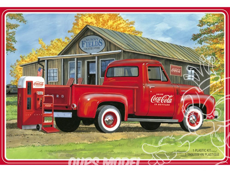 AMT maquette voiture 1144 Camionnette Ford F-100 "Coca-Cola" de 1953 avec machine à coke moulée et chariot 1/25