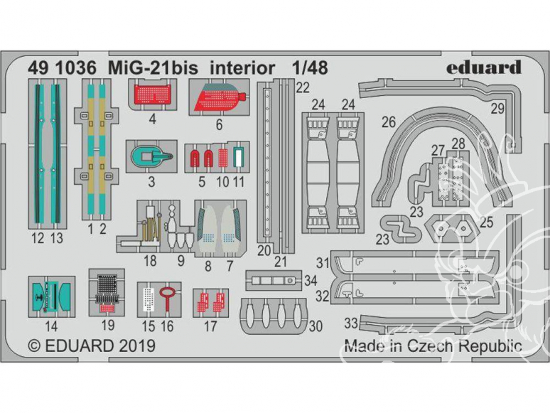 EDUARD photodecoupe avion 491036 Intérieur MiG-21Bis Eduard 1/48