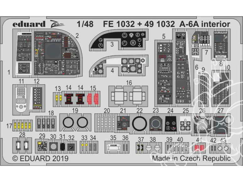 EDUARD photodecoupe avion FE1032 Zoom Intérieur A-6A Hobby Boss 1/48