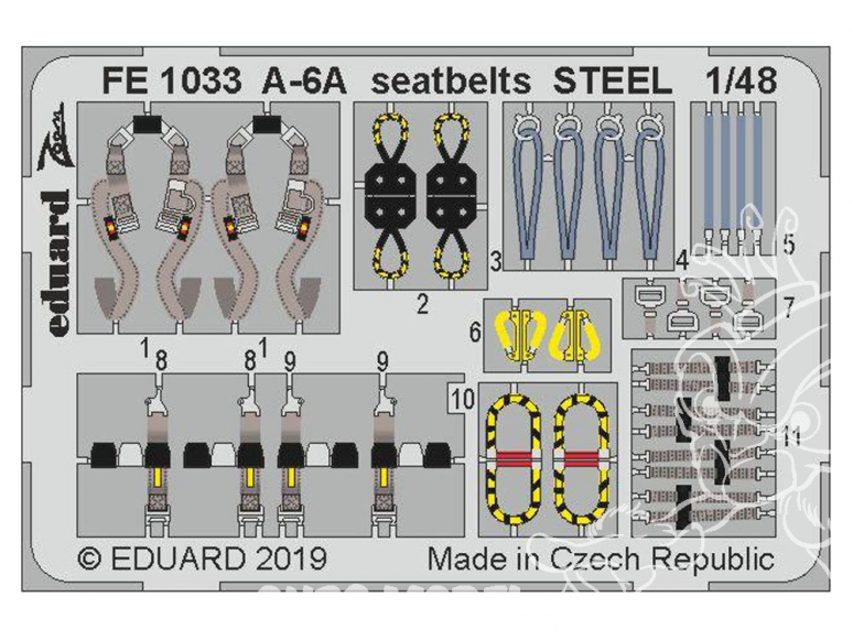 EDUARD photodecoupe avion FE1033 Harnais métal A-6A Hobby Boss 1/48
