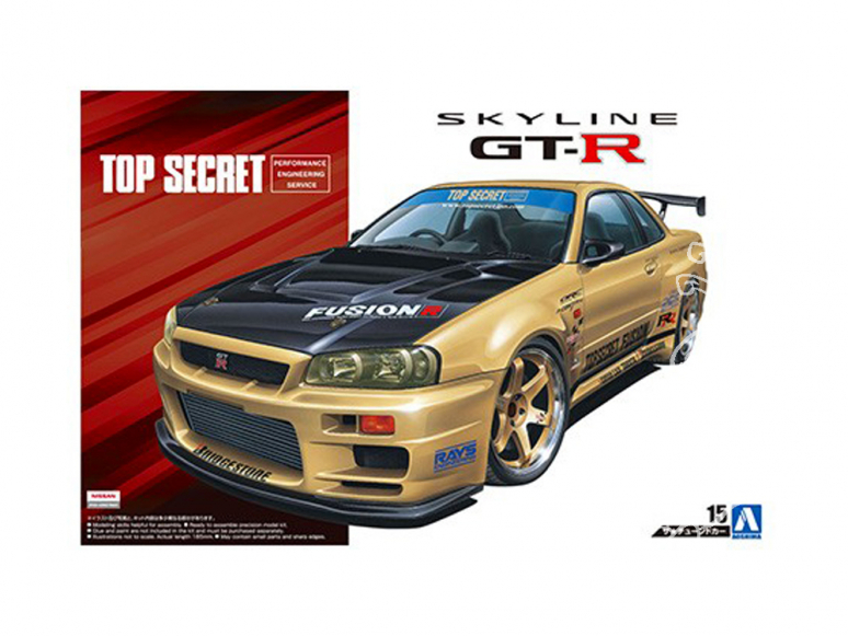 Aoshima maquette voiture 53041 Nissan Skyline GT-R Top Secret BNR34 2002 1/24