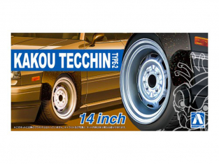 Aoshima maquette voiture 54680 Jantes Kakou Tecchin Type-2 14" et pneus 1/24