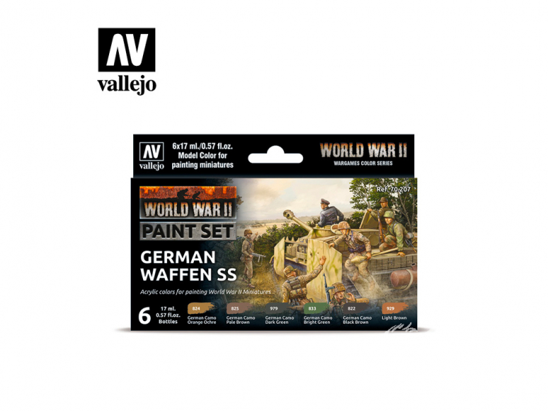 Vallejo Set Wargames Color Series 70207 WWII German Waffen SS 6 pots de peintures 17ml