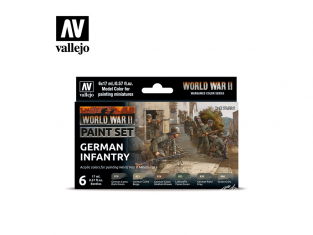 Vallejo Set Wargames Color Series 70206 WWII Infanterie Allemande 6 pots de peintures 17ml