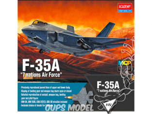 Academy maquette avion 12561 F-35A 7 versions de decalques 1/72