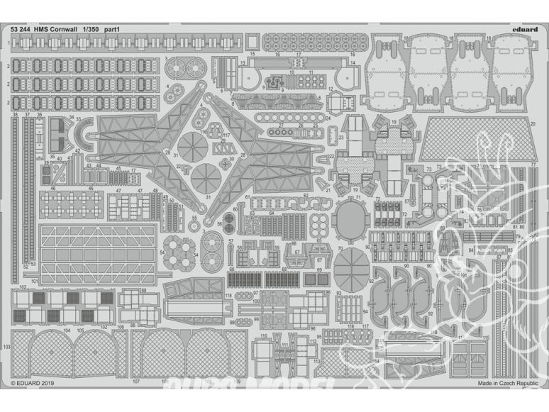 Eduard photodecoupe bateau 53244 Amélioration HMS Cornwall Trumpeter 1/350