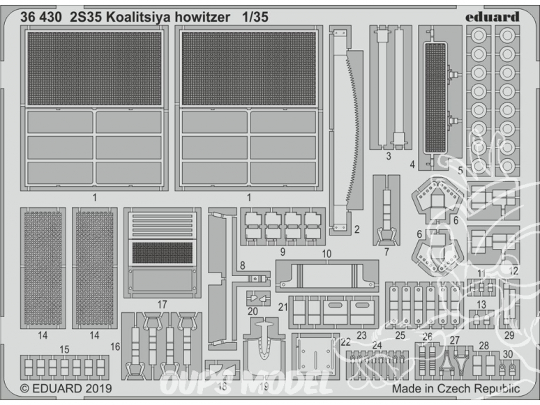 Eduard photodecoupe militaire 36430 Amélioration 2S35 Koalitsiya Howitzer Zvezda 1/35