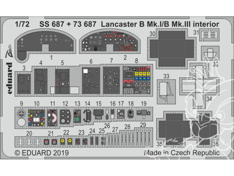 Eduard photodecoupe avion 73687 Intérieur Lancaster B Mk.I / B Mk.III Airfix 1/72