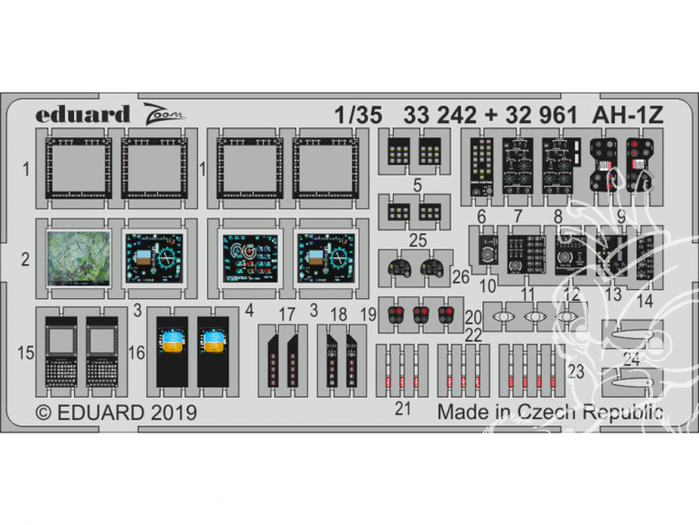 Eduard photodécoupe hélicoptére 32961 Amélioration AH-1Z Academy 1/35