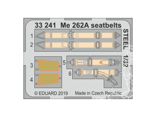 Eduard photodécoupe avion 33241 Harnais métal Messerschmitt Me 262A Revell 1/32