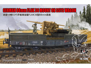 T-Model TK7305 88mm Flack36 Allemand sur Wagon SSYS 1/72