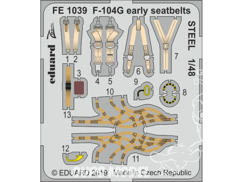 EDUARD photodecoupe avion FE1039 Harnais métal F-104G Early Kinetic 1/48