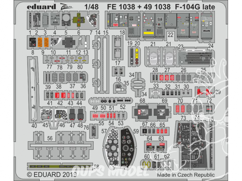 EDUARD photodecoupe avion FE1038 Zoom Amélioration F-104G Late Kinetic 1/48