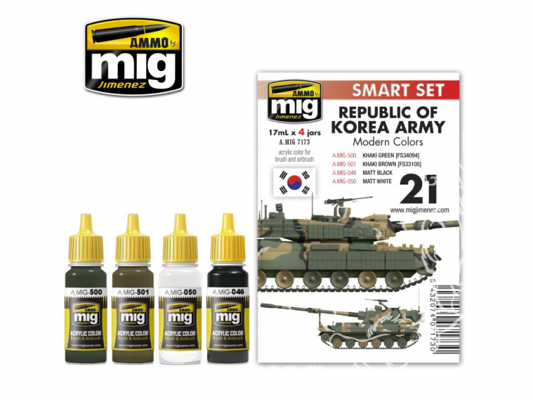 MIG peinture 7173 Set couleurs Republic of Korea Army 4 x 17ml