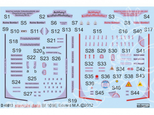 Eduard Decalques avion D48013 Bf109E Stencils 1/48
