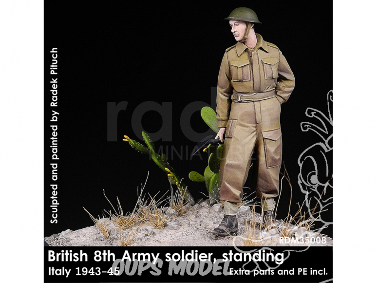 Rado miniatures figurines RDM35008 8ème Armée Britannique - Soldat debout Italie 1943-45 1/35