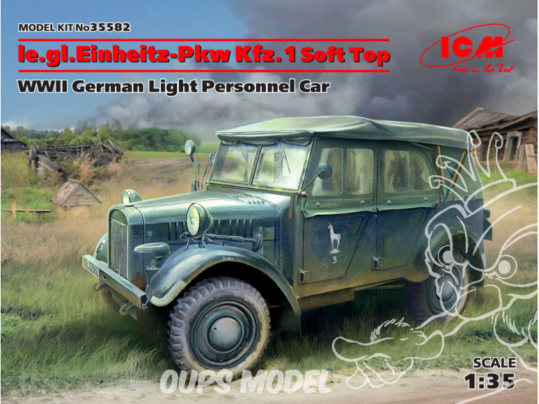 Icm maquette militaire 35582 le.gl.Einheitz-Pkw Kfz.1 Soft Top WWII 1/35