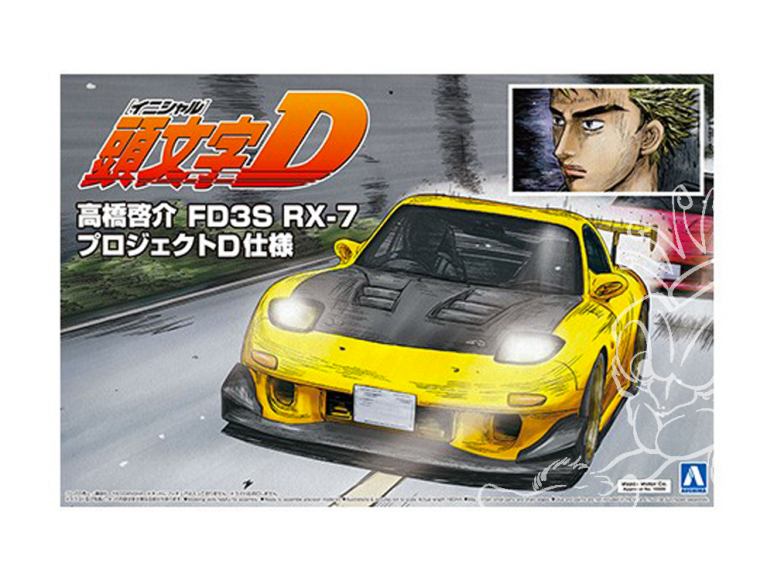 Aoshima maquette voiture 56202 Mazda RX-7 FD3S Initial D Takahashi Keisuke 1/24