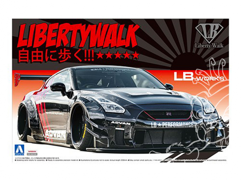 Aoshima maquette voiture 55922 Nissan GT-R R35 Type 2 Ver.2 LB Works Liberty Walk 1/24